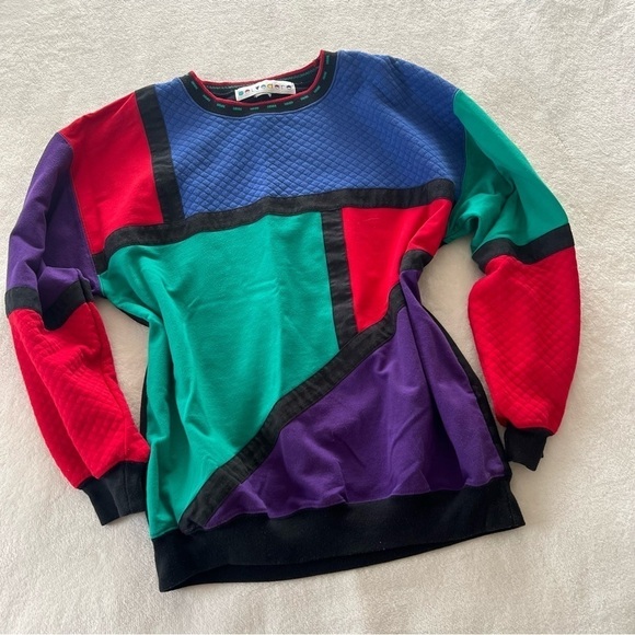 Vintage Sweaters - Vintage Belvedere Colorblock Crew Neck Unisex Pullover Sweater